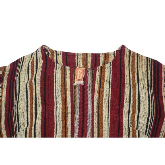 Vintage 70s Rikma Caftan Dress Angel Bell Sleeves Boho Woven Stripes XS S - Picture 7 of 11